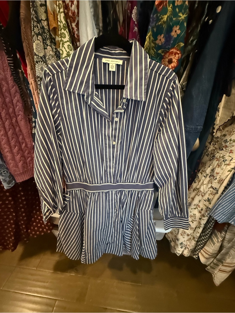 Free assembly striped navy dress